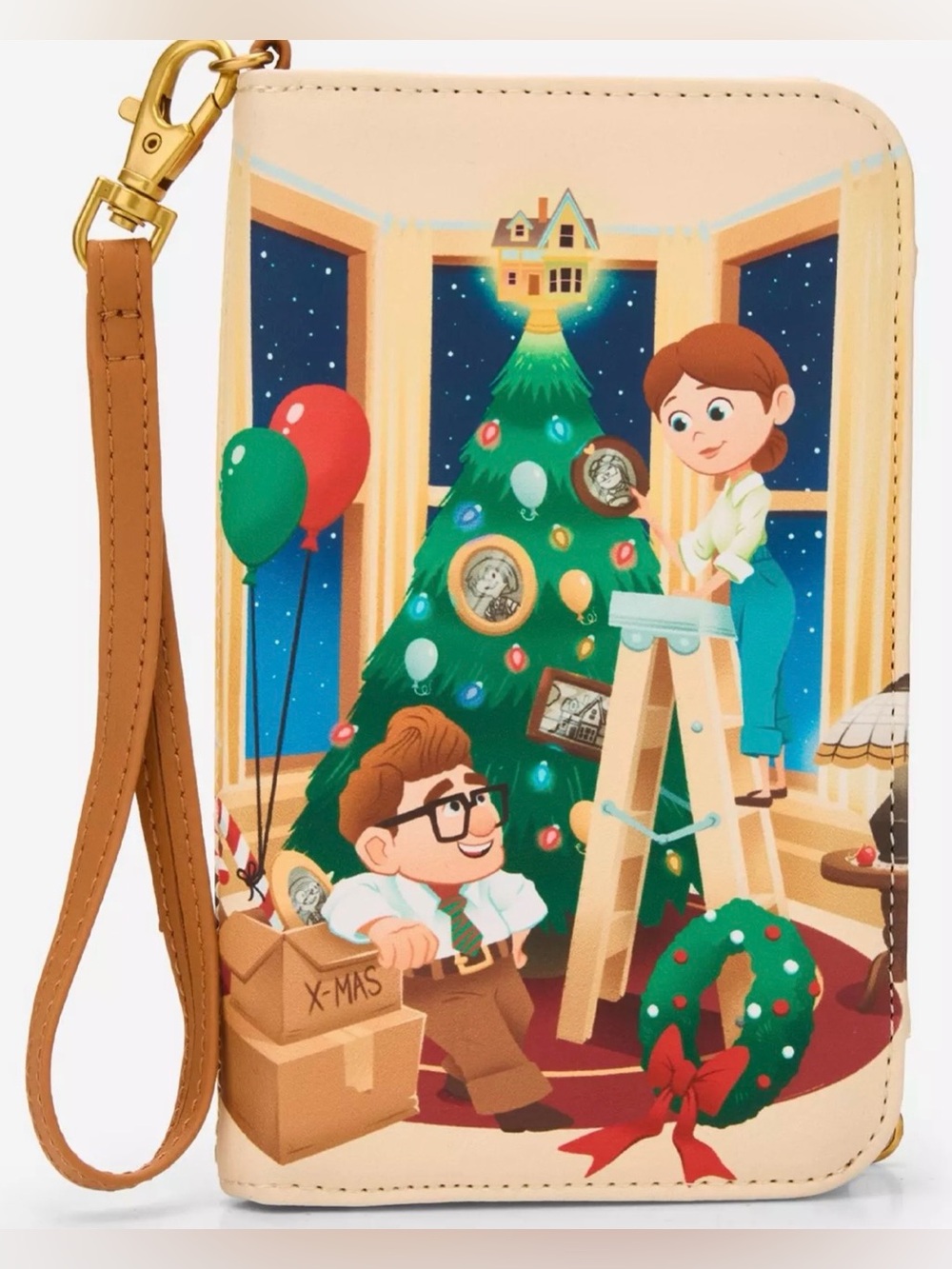 Loungefly Disney Pixar Up Carl & Ellie Christmas Tree Tech Wallet 🆕🎄🆕🎄🆕🎄🆕